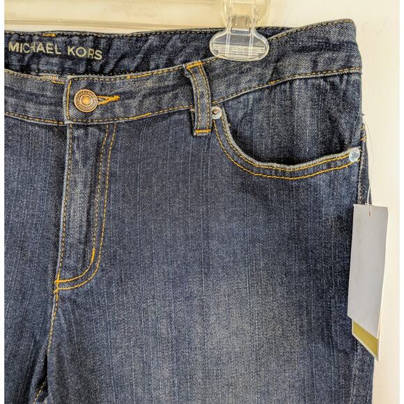 Michael Kors Boot Cut Jeans 10 Blue MK Signature Indigo Mid Rise Stretch NEW - Picture 5 of 11